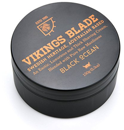 VIKINGS BLADE Luxury Shaving Cream, Black Ocean Scent, Silky Buttery Smooth, Surfactant Base. Refreshing, Clean, Close, FOAMING Shave Cream