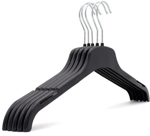 The Hanger Store 20 Strong Black Plastic Adults Coat Clothes Hangers - Sturdy, Space-Saving, Slim Profile with 360-Degree Swivel Hook - Ideal for Organizing Tops, Shirts, Coats, Jackets, and Blouses