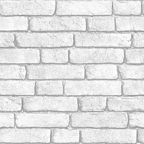 Muriva Bluff Embossed White Brick Faux Effect Wallpaper J30309