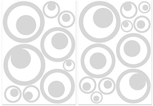 Wandkings.de Vogelschutz-Aufkleber für Fenster, Retro-Kreise, 20 Stück, erhältlich in 33 Farben hellgrau
