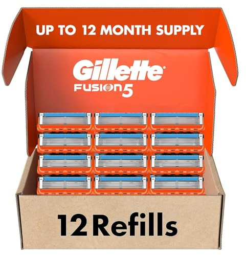 Gillette Fusion5 Mens Razor Blade Refills, 12 Count, Lubrastrip for a More Comfortable Shave