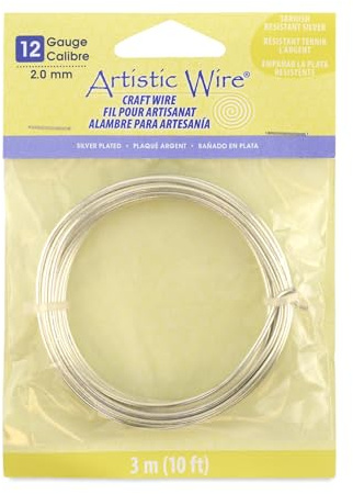 Artistic Wire, 12 Gauge Silver Plated Tarnish Resistant Colored Copper Craft Wire, Gold Color, 10 ft