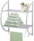 Taylor & Brown 2 Tier Modern Chrome Wall Mounted Curved Bathroom Shelf Shelving Unit With Double Towel Holder Storage Rail Rack - W44 x D25 x H54.5cm