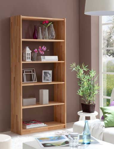 TiCAA Standregal Bücherregal Simon Buche 5 Fächer