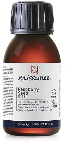 Naissance Röd Hallonfröolja (nr. 251) 100ml - Naturlig, Kallpressad, Oöppnad, Vegansk, Hexanfri, Ingen GMO - För Aromaterapi, Massage Basolja, DIY Beauty Recept