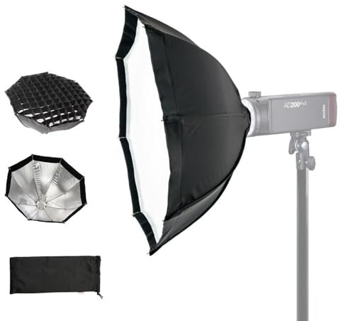 GODOX AD-S7 Faltbare 48cm 19 Multifunktions-Softbox mit Beauty Dish, Wabengitter, kompatibel mit Godox AD200Pro II, AD200Pro, AD200, AD180 und AD360 Outdoor-Blitzen