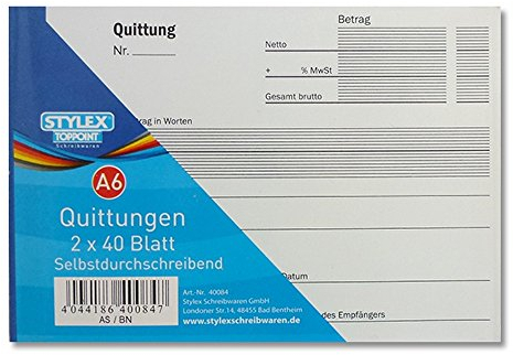 Toppoint 5X Quittungsblock Quittungen 2X40 Bl A6 durchschreibend