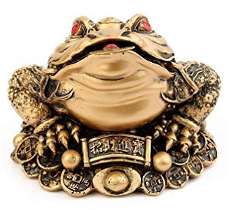 Lachineuse - Sapo de Fortune Feng Shui XXL - Sapo de 3 Patas Dorado, 15,5 x 18 x 5 cm, decoración asiática, Idea de Regalo Original de China Asia, Figura de Rana de Suerte de Oro