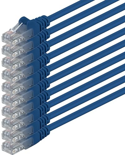 1aTTack.de 1m - blau - 10 Stück - (PACK) - CAT.6 CAT6 Ethernet-Lan-Netzwerk-Kabel 1000 Mbit/s Patchkabel