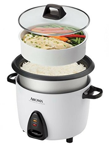 Aroma 20-Cup Pot-Style Rice Cooker & Food Steamer, White