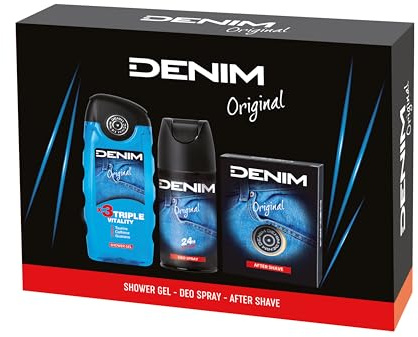 Denim Original - Herren-Pflegeset: Tripack Orig.A/S + Shower + Deo (3x400ml) - Personal Care Set - Anti-Reizung - Eau de Toilette - Zitrus, Frisch