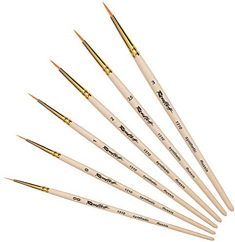 Roubloff - (6er Pack) Profi Künstler Set mit Synthetischen Haar | 6 x Feine Runde Pinsel | in den Größen: 00/0, 1, 2