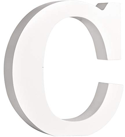 Rayher 62654000 MDF- Buchstabe C, weiß, 11 cm, Stärke 2 cm, 3D-Buchstaben Holz, Holz-Buchstaben groß