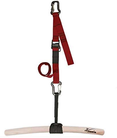 eaglefit - Premium Klimmzugstange aus Holz für Outdoor & Zuhause (wetterfest, 60 cm) Klimmzug Stange ergonomisch gebogen für Decke, Balken, Garten, Baum - Pull-Up Bar verstellbar zum Hängen (rot)