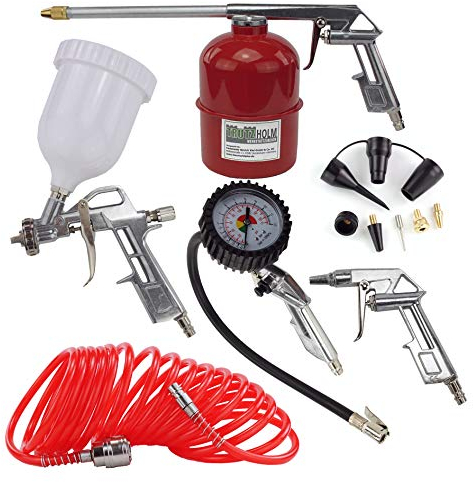 TRUTZHOLM 13 teiliges Druckluft Set für Kompressor | Zubehör mit Adapter-Set Ballnadel | Fahrradreifenadapter | Reifenfüller | Spiralschlauch | Druckluftzubehör für die Werkstatt oder Hobbykeller