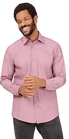 Chef Works Men's Chambray Shirt, Dusty Rose, Large