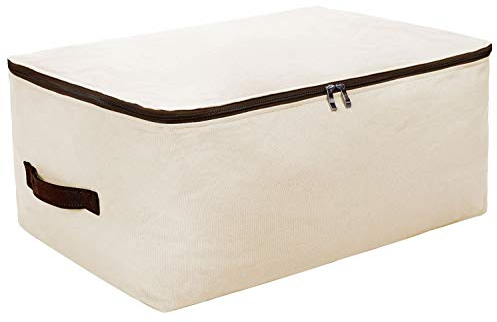 Borsa di stoccaggio tela per ingombranti vestiti del sacchetto di immagazzinaggio, Governo o mensole Organizzatore, lavabili (beige)