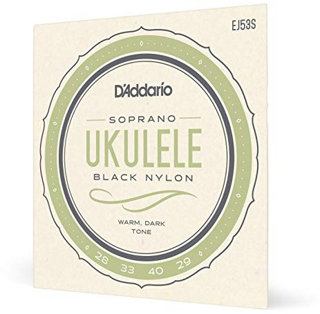 D'Addario Sopran Ukulelesträngar, svart nylon, EJ53S, 4-strängad uppsättning, 1-pack