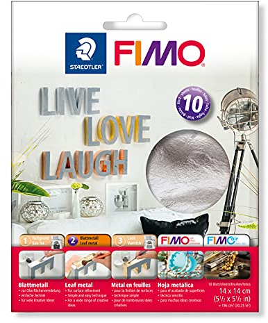 STAEDTLER 8781-81 - Fimo Blattmetall, 10 Blatt im Kartonkuvert, silber
