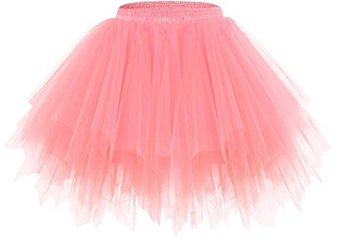 Bridesmay Dam Tutu-kjol 2024 50-tal, vintage balettbubbla danskjolar för cosplay fest, Korall, M