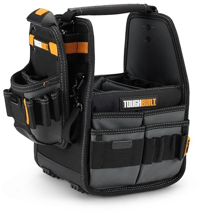 ToughBuilt - 8 Tote with Pouch, ClipTech, 31 Pockets and Loops, Rivet Reinforcement, Extreme-duty Hammer Loop, Includes Tote, Pouch and 2 ClipTech Hubs, Premium Tool Organizer (TB-CT-180-8)