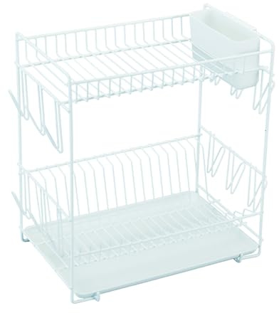Sauvic 88980 - Escurreplatos Grande plastificado,Color Blanco, 43 x 25 x 41,5 cm