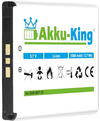 Akku-King Akku kompatibel mit Sony-Ericsson BST-33 Li-Ion 1000mAh - für K800i, K530i, K550i, K630i, K660i, K800i, K810i, P990i, W850i
