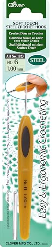 Clover 1023 Soft Touch Steel Crochet Hooks, No. 6/1.00mm