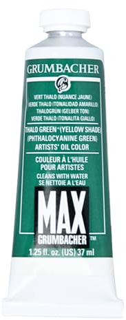 Grumbacher Max Water Miscible Oil Paint, 37ml/1.25 oz, Thalo Green (Yellow Shade)
