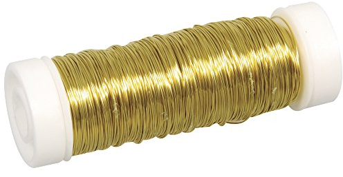 Rayher 2405506 Schmuck-Häkeldraht, gold, 0,30 mm ø, Spule 50 m, Schmuckdraht, Messingdraht, zum Basteln von Schmuck und Edelsteinbäumchen