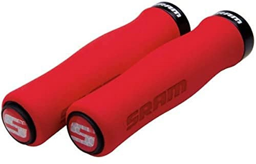 SRAM Locking Foam Contour Grips with Single Black Clamp and End Plugs (129mm, Red)
