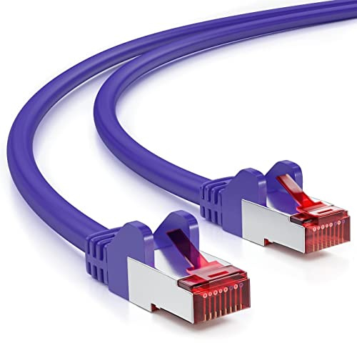 deleyCON 25m Cavo di Rete Cat6-1000 Mbit (Rame, S/FTP, Privo di Alogeni) Cavo Patch RJ45 Gigabit Ethernet LAN - per DSL Internet WLAN Switch Router Modem Patch Panel PoE - Viola