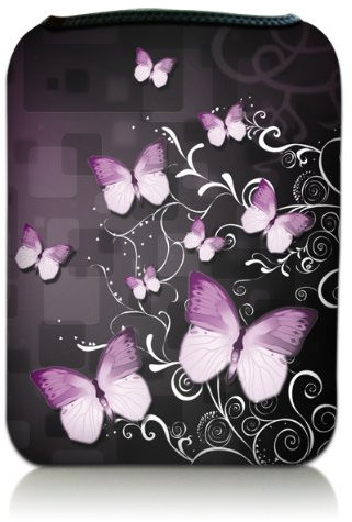 wortek funda universal protectora de neopreno para tablet & Lector eBooks hasta 7 pulgadas - Butterflys Black Purple
