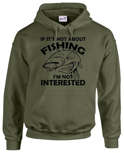 Bang Tidy Clothing Fishing Gifts Hoodie for Men - Mens Funny Carp Fishermen Hoodies Jumpers - If It's Not - Military - XL