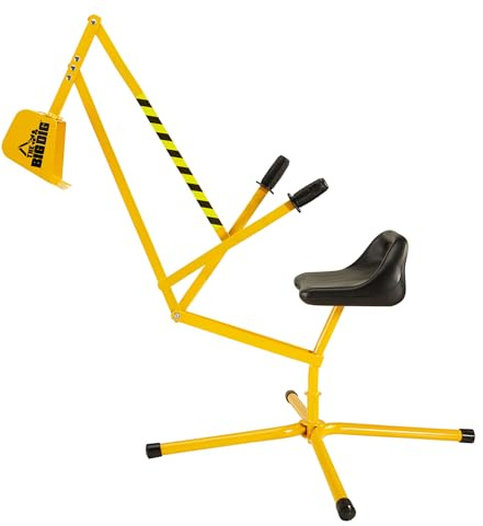 Big Dig Toy Excavator Ride, Sandbox Digger w/ 360 Rotation Base for Kids Ages 3 & Up, Yellow - Outdoor Playground and Sand Beach Construction Riding Toys for Children