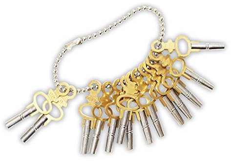 ToolUSA 14 Piece Pocket Watch Key Set | Sizes 00-12 | Quality Metal Construction | Antique Two-Tone Design | Essential for Watchmakers & Jewelers