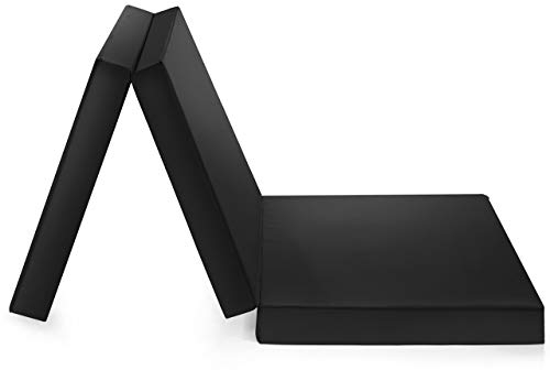 sleepling 192894 Klappmatratze | Gaestematratze Faltmatratze Notbett | Mikrofaser | Made in EU | Ökotex 100 | Universalhärtegrad | Bezug waschbar | 65 x 196 x 8.5 cm, schwarz