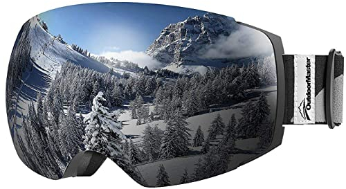 OutdoorMaster Unisex Skibrille PRO Damen Herren mit wechselgläsern, 100% UV-Schutz Schneebrille Skibrille für brillenträger, Anti-Nebel Snowboard Brille Ski Goggles für Jungen und Mädchen