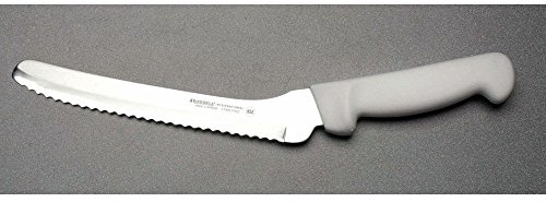 Dexter Basics® Stainless Steel Scalloped Offset Sandwich Knife with White Handle - 8L Blade