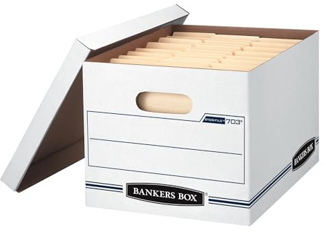 Bankers Box 4-Pack Basic-Duty File Storage Box with Lid, Letter/Legal