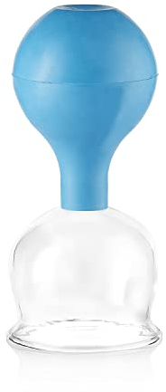 Pulox Schröpfglas aus Echtglas mit Saugball in Blau, 62mm - Medizinische Profi-Schröpfgläser