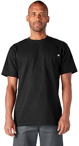 Dickies Mens Heavyweight Crew Neck Short Sleeve Tee Henley Shirt, Black, X-Large US