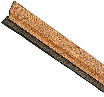 Amig 2383 - Burlete Modelo 2, Burlete adhesivo de sobreponer, Cepillo de pelo, Lámina de plástico entre la escobilla, Roble, Aluminio, 82 cm