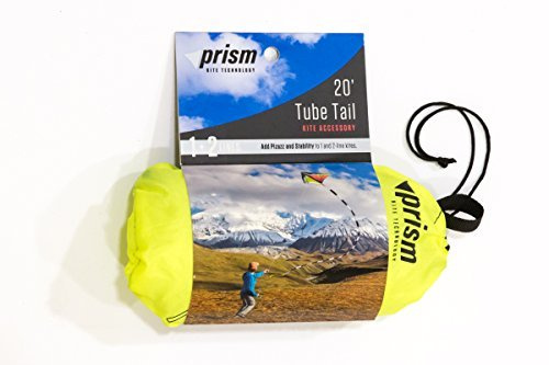 Prism Kite Technology Flying Tube Tail Kite Accessory with Clip Attachment for Single and Dual Line Kites (Black and White, 20 Foot)