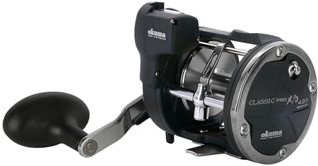 Okuma Classic Linecounter XPD- 20DA Rechtshand Multirolle, Schnurfassung 270m 0,35mm, Meeresrolle, Angelrolle für Norwegen, Island, gelbes Riff