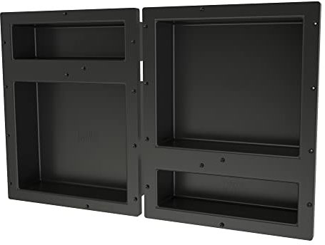 Redi Niche Quad Niche Recessed Shower Shelf- Black, Four Inner Shelves, 32-Inch Width x 20-Inch Height x 4-Inch Depth