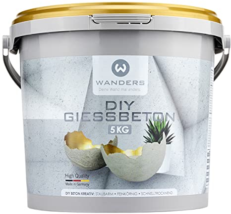 Wanders24 Bastelbeton zum Gießen - 5 kg - Beton für Kreative - Bastel Beton - Beton Deko - Beton wetterfest - Made in Germany