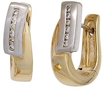 Jobo Damen-Creolen aus 14 Karat 585 Gold Bicolor mit 12 Diamanten