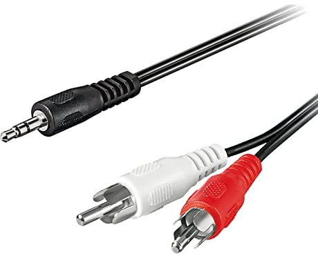Goobay 50195 Câble adaptateur Audio/Vidéo - prise stéréo 3,5 mm vers 2x prise RCA - 5,0 mètres
