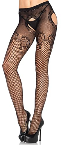 Leg Avenue Collant Ouvert Baroque Noir Taille Unique